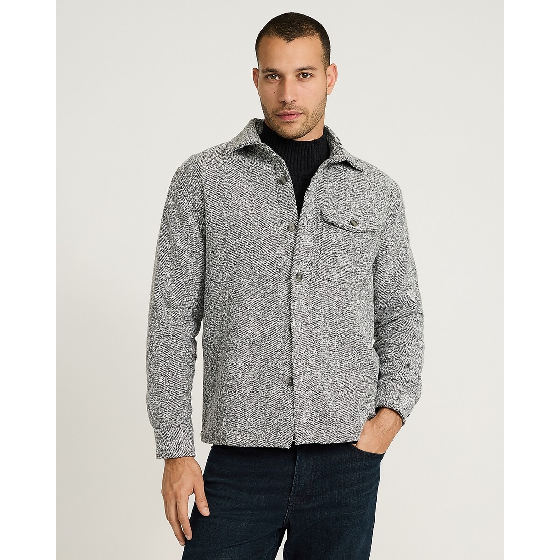 Express Boucle Button Pocket Shirt Jacket