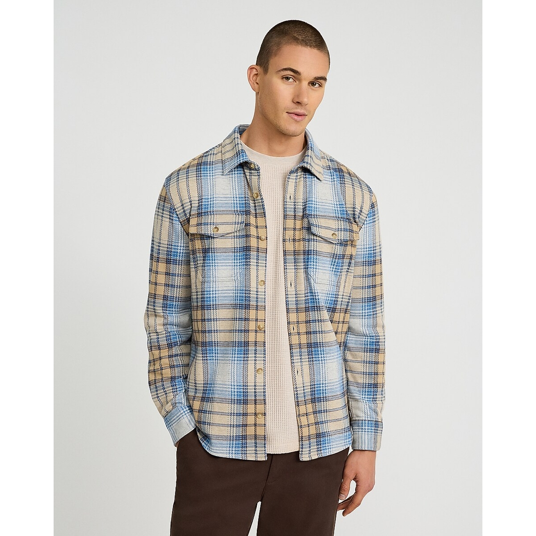 Express Plaid Double Button Pocket Sweater Flannel