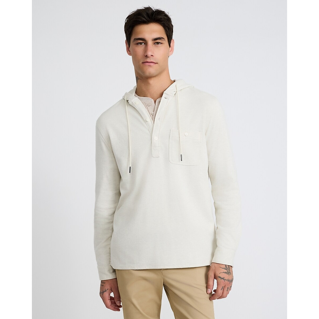 Express Button Pocket Hooded Sweater Flannel