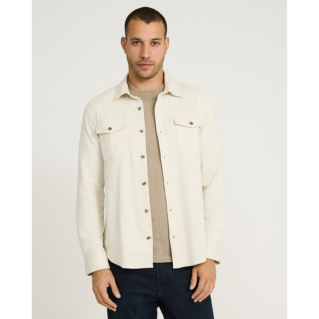 Express Herringbone Double Button Pocket Sweater Flannel