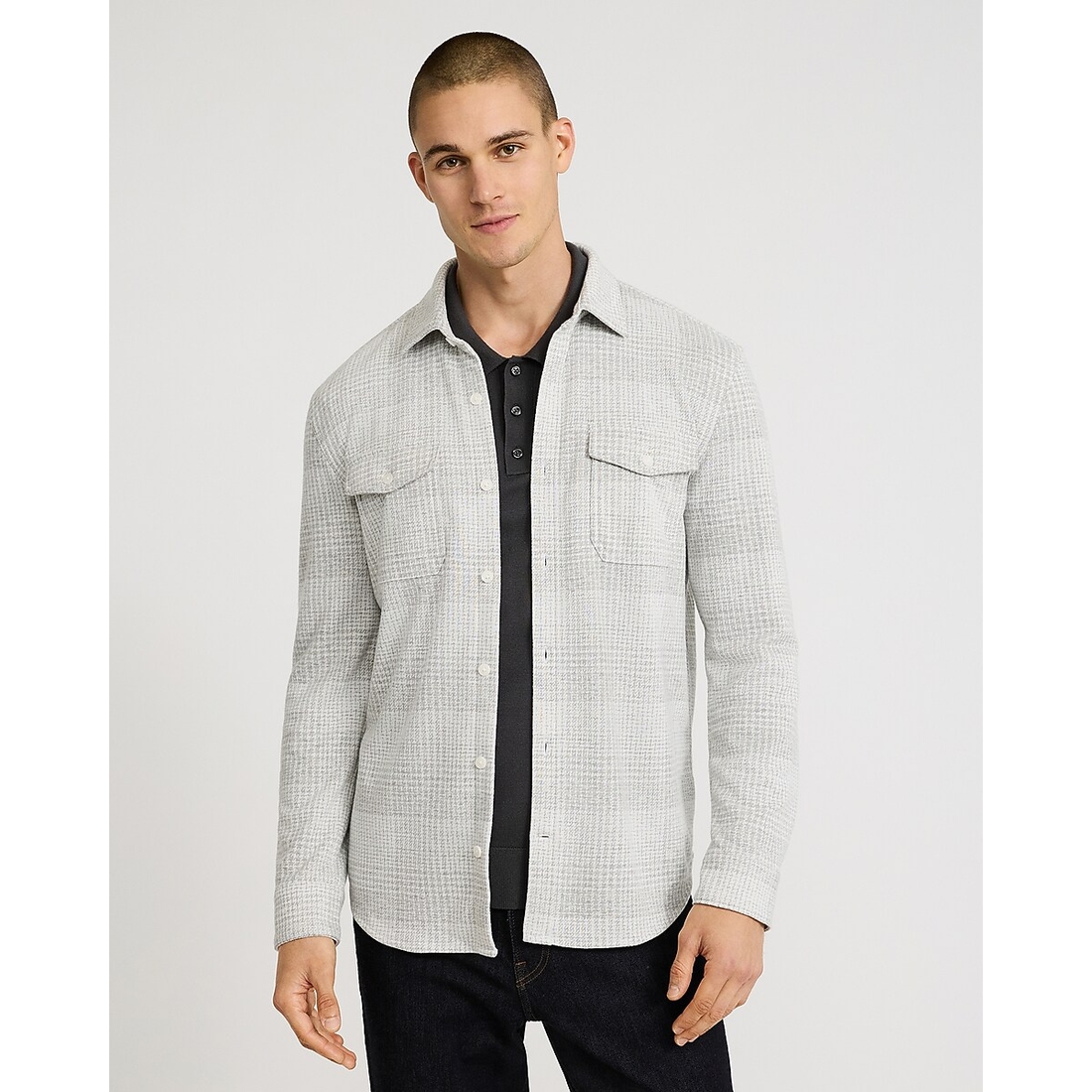 Express Plaid Double Button Pocket Sweater Flannel