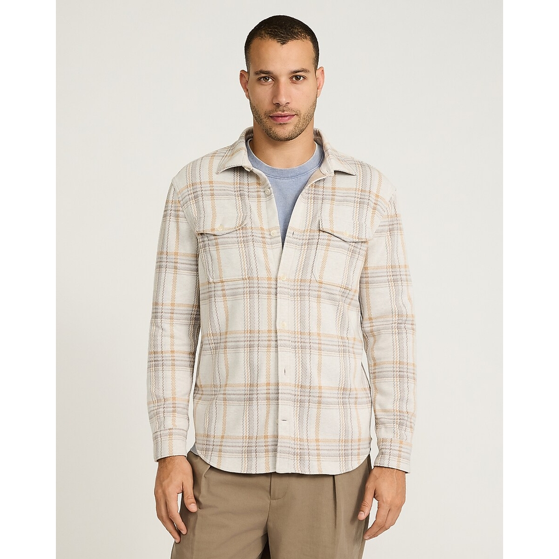 Express Plaid Double Button Pocket Sweater Flannel