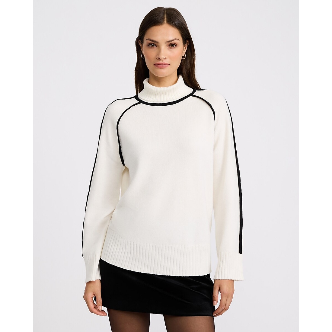 Express Oversized Tipped Turtleneck Sweater in Cozy Soft