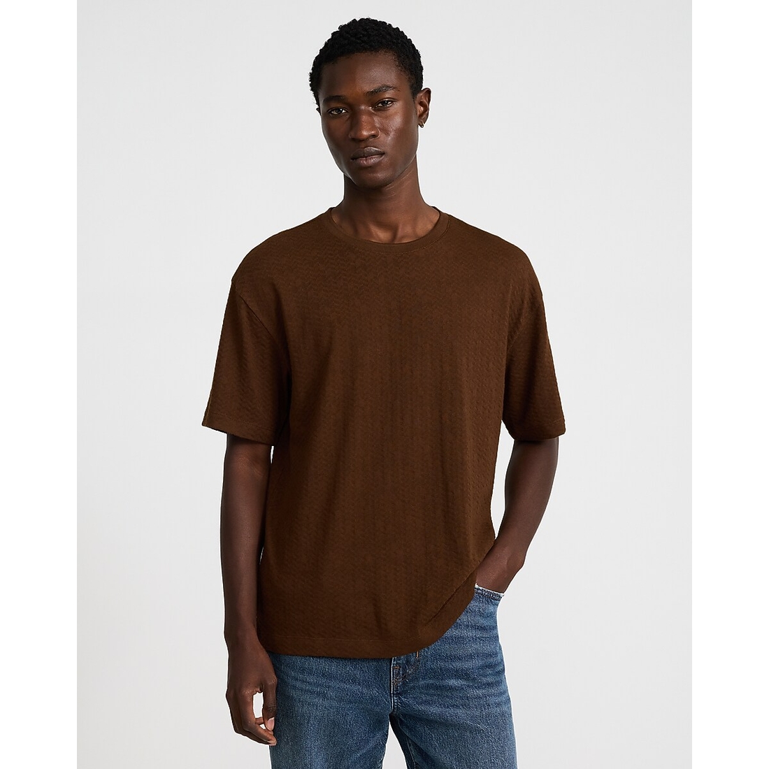 Express Classic Fit Textured Herringbone Jacquard T-Shirt