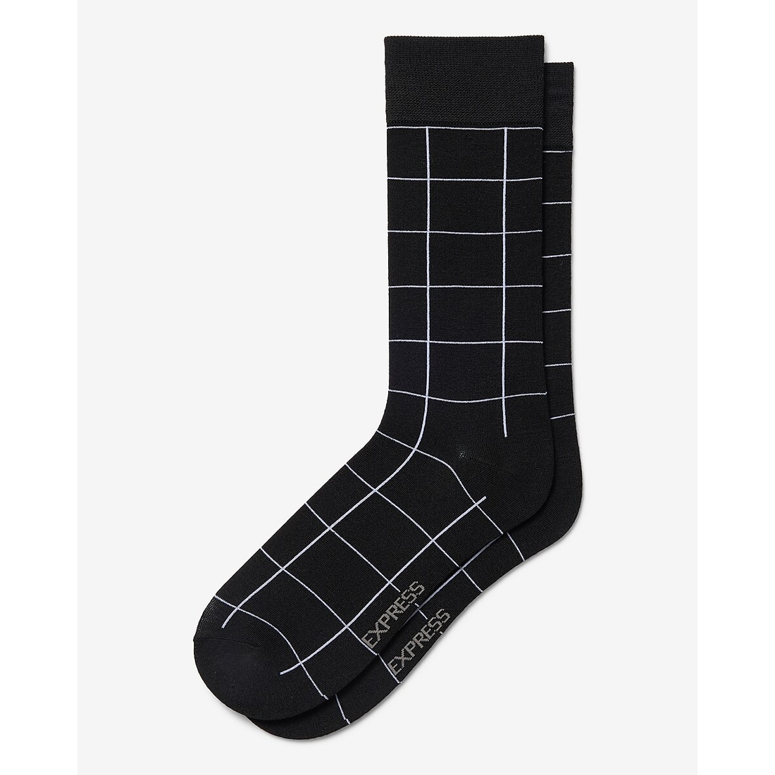Express Black Windowpane Dress Socks