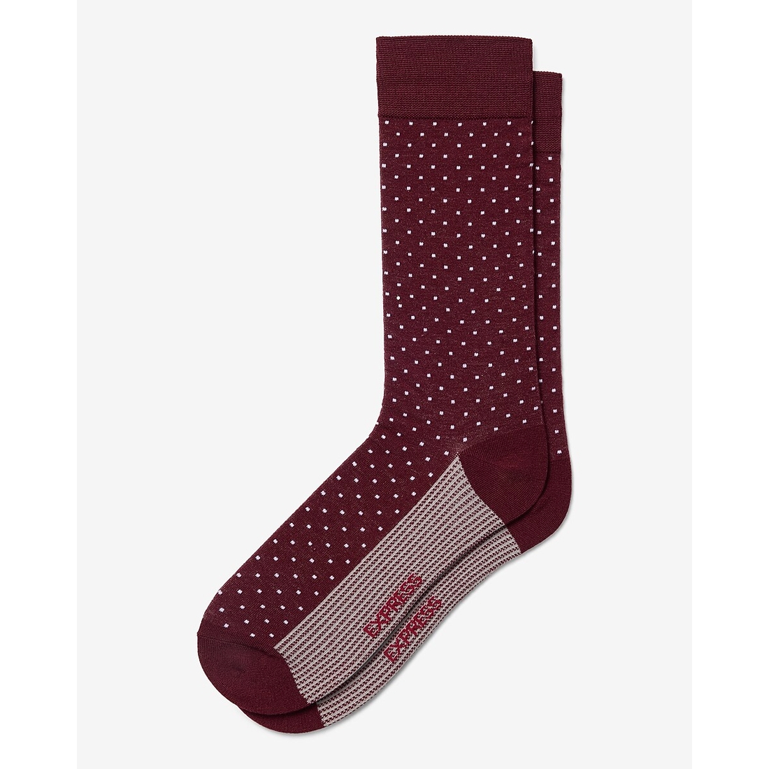 Express Burgundy Polka-Dot Dress Socks