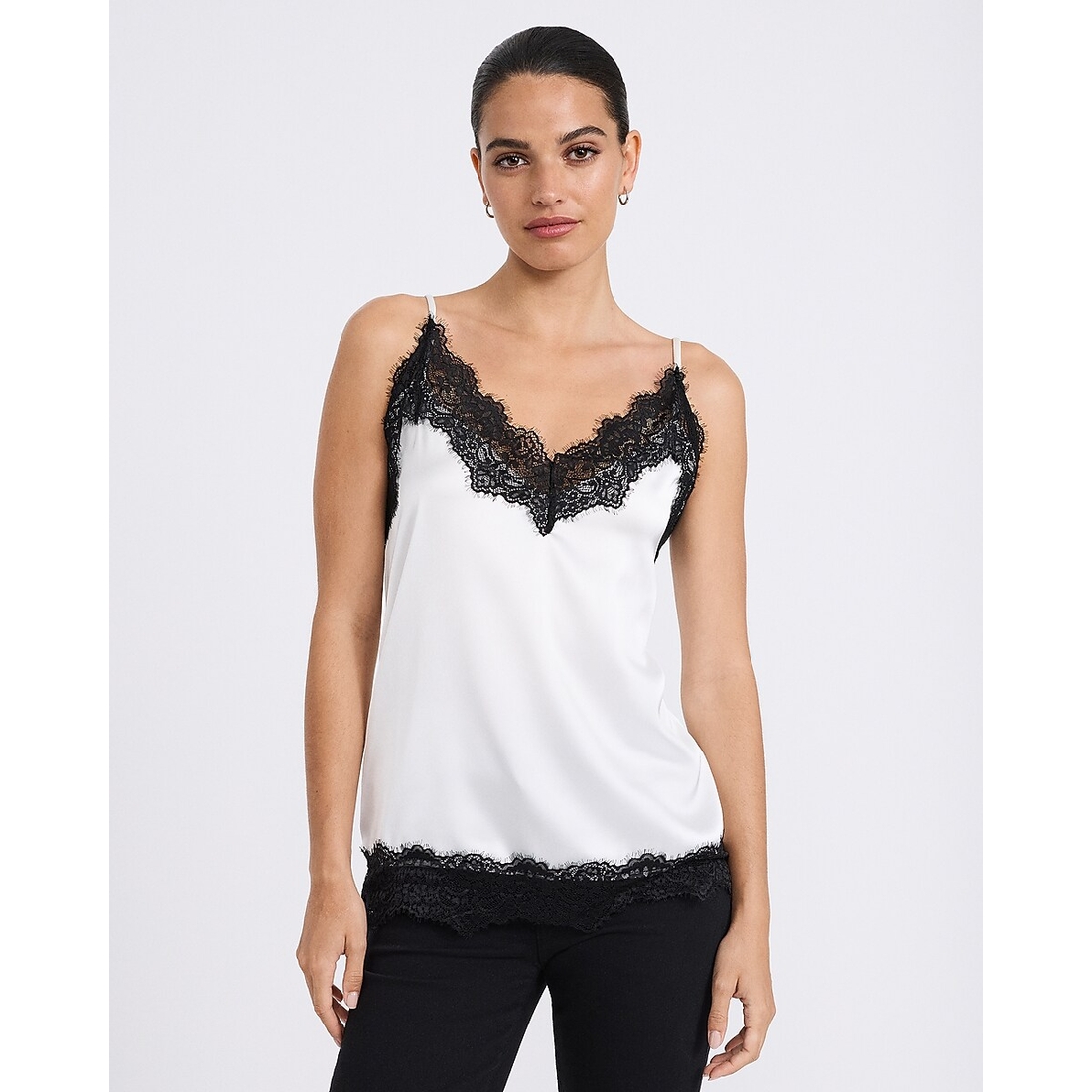 Express Satin Lace Trim V-Neck Cami