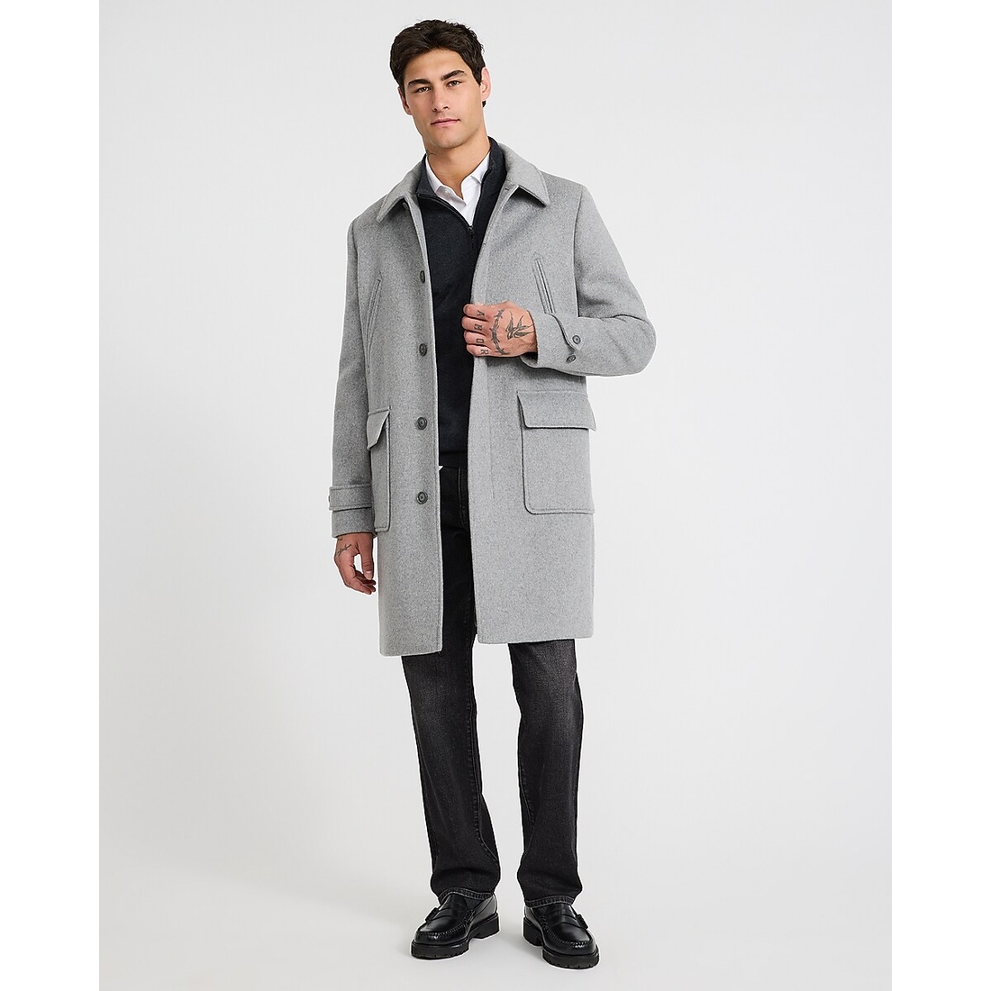 Express Heather Gray Wool-Blend Carcoat