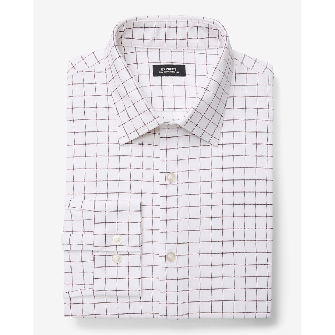 Express Slim Dash Windowpane Stretch Modern Tech 1MX Dress Shirt