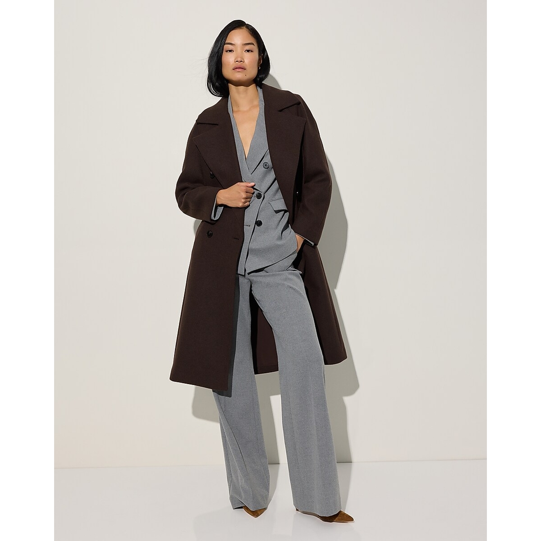 Express Wool-Blend Double Breasted Belted Coat