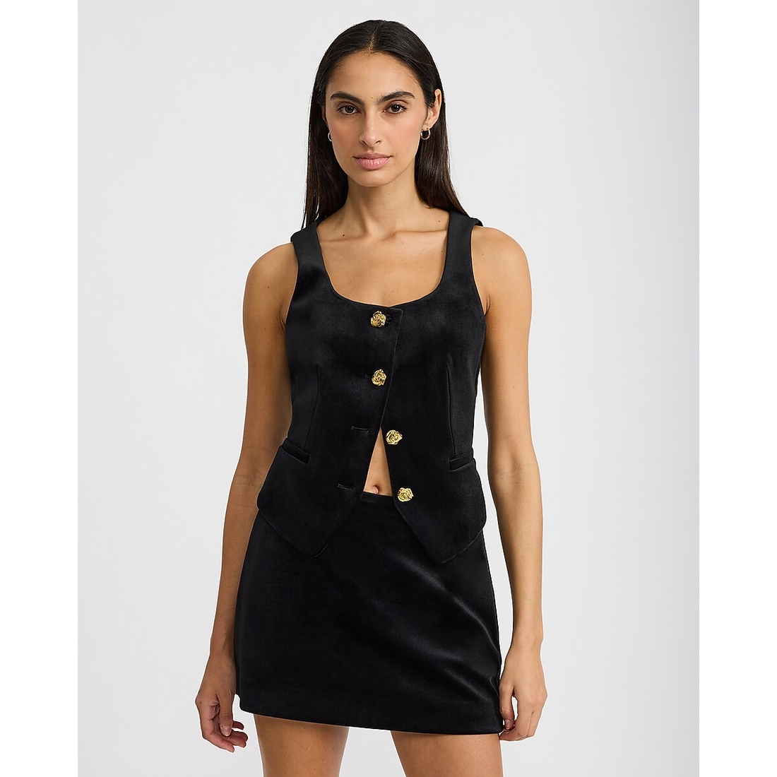 Express Editor Super High Waisted Velvet Mini Skort