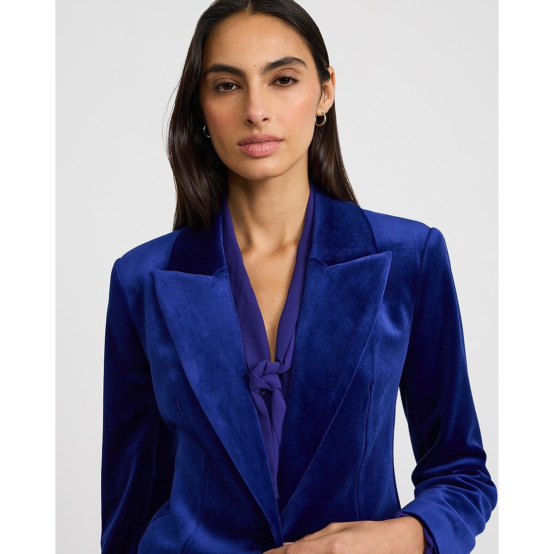 Express Velvet Long Slim One Button Blazer