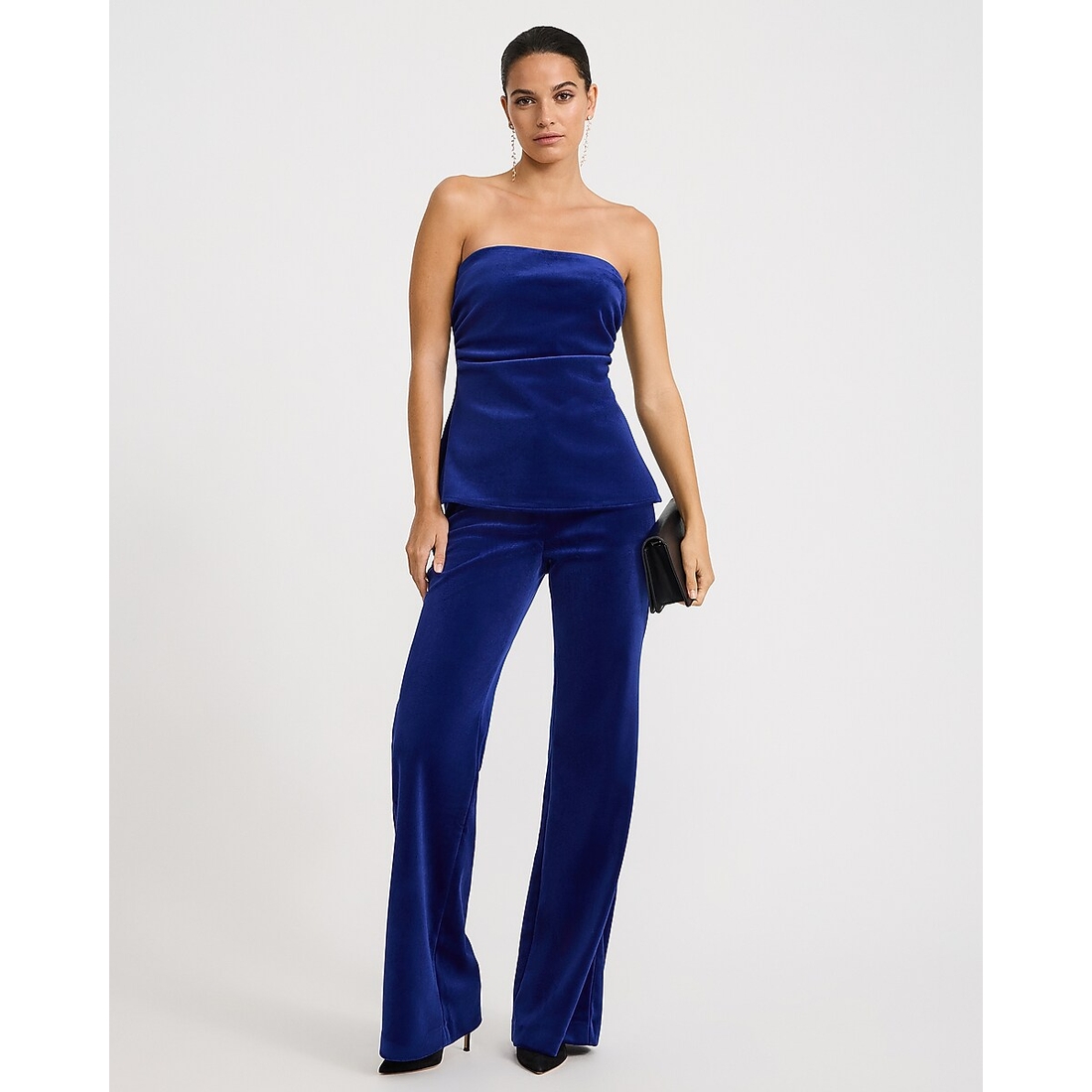 Express Editor High Waisted Velvet Flare Trouser