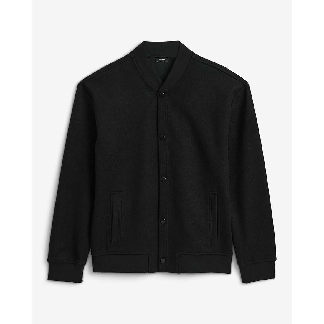 Express Solid Fleece Snap Button Bomber Jacket