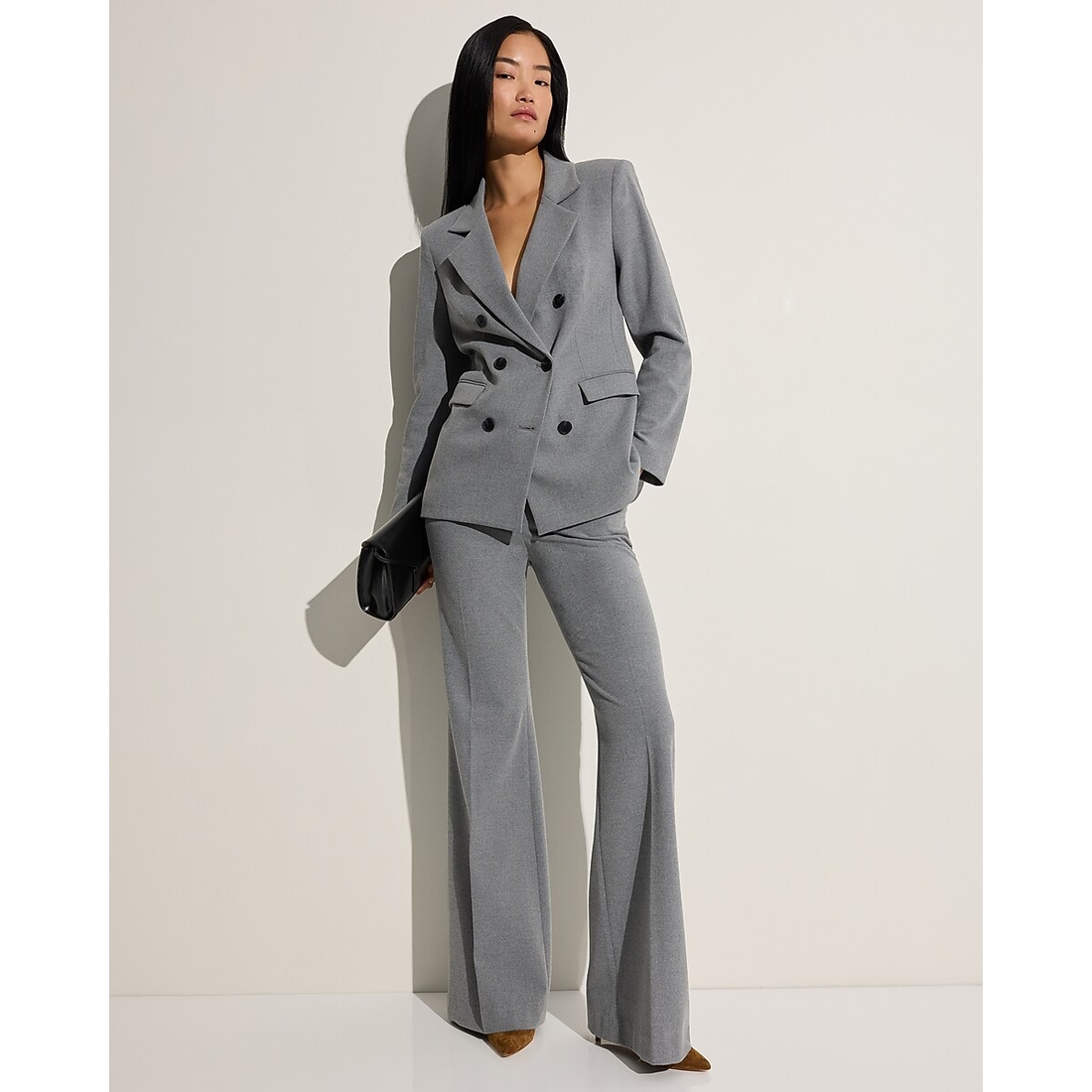 Express Editor High Waisted Flannel Flare Trouser