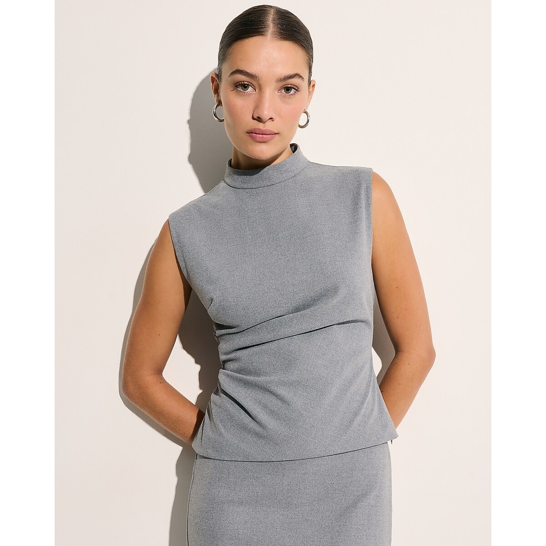 Express Flannel Mock Neck Draped Tailored Tank