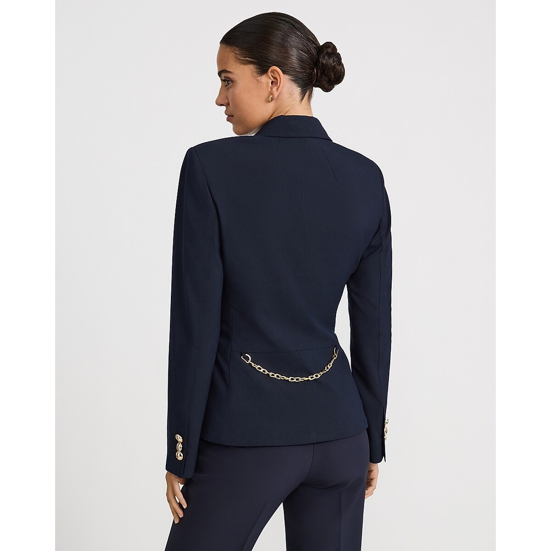 Express Twill Back Chain Peplum Cutaway Blazer