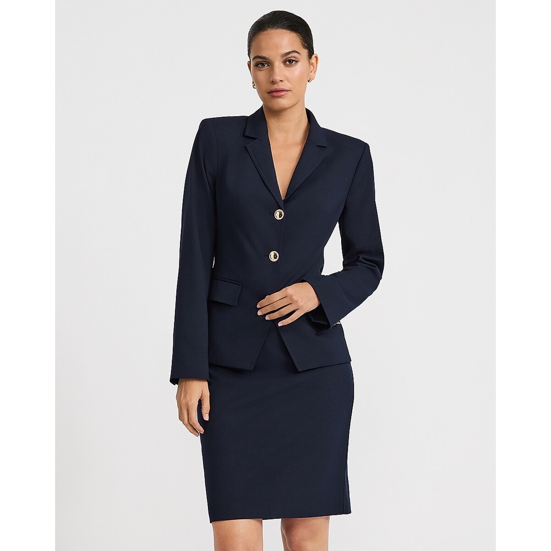 Express Editor Super High Waisted Twill Midi Skirt