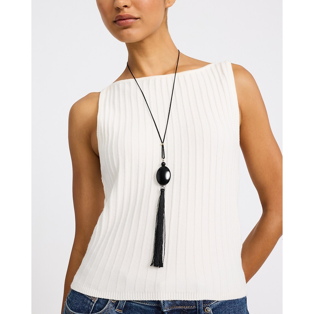 Express Drop Fringe Pendant Statement Necklace