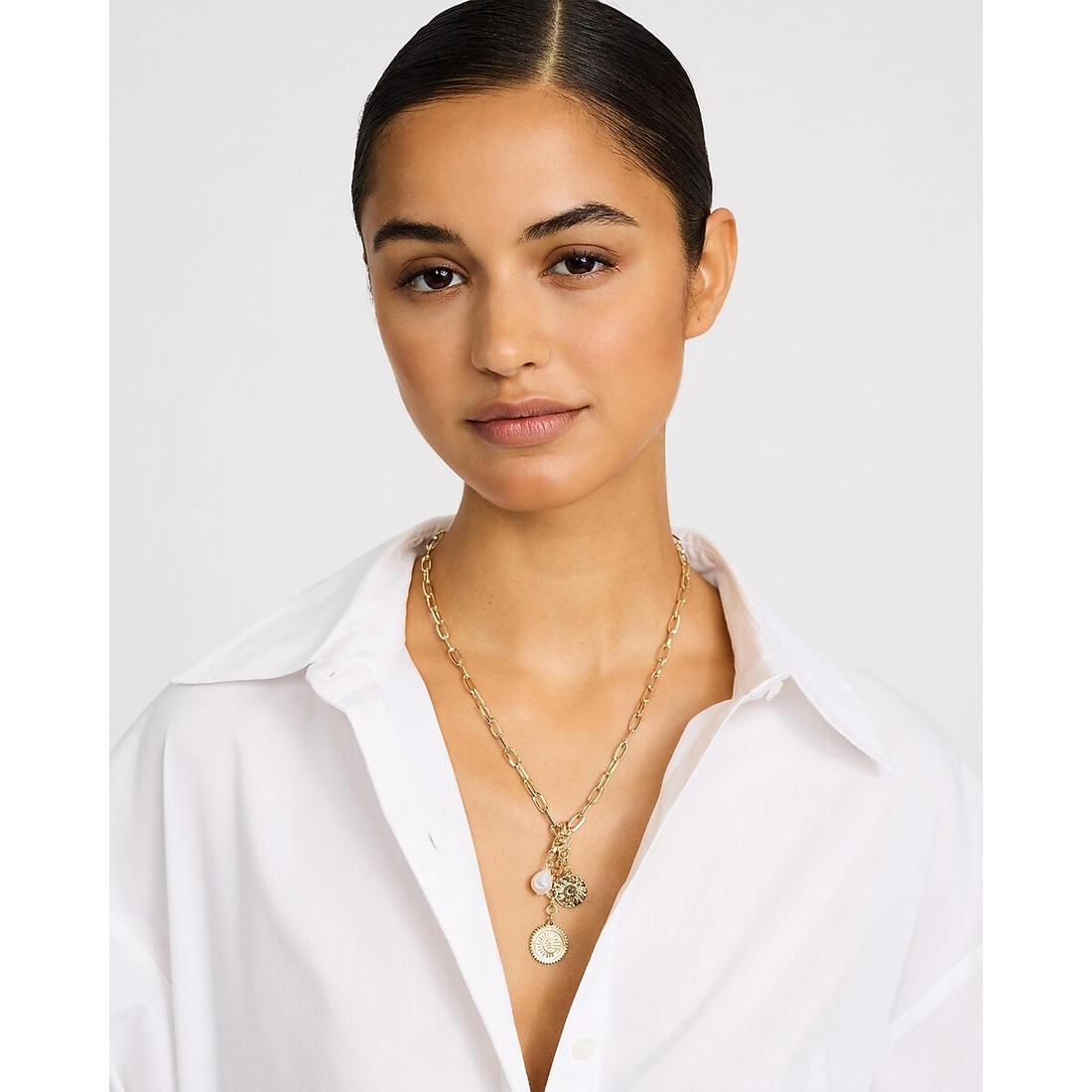 Express Gold Pearl Charm Necklace