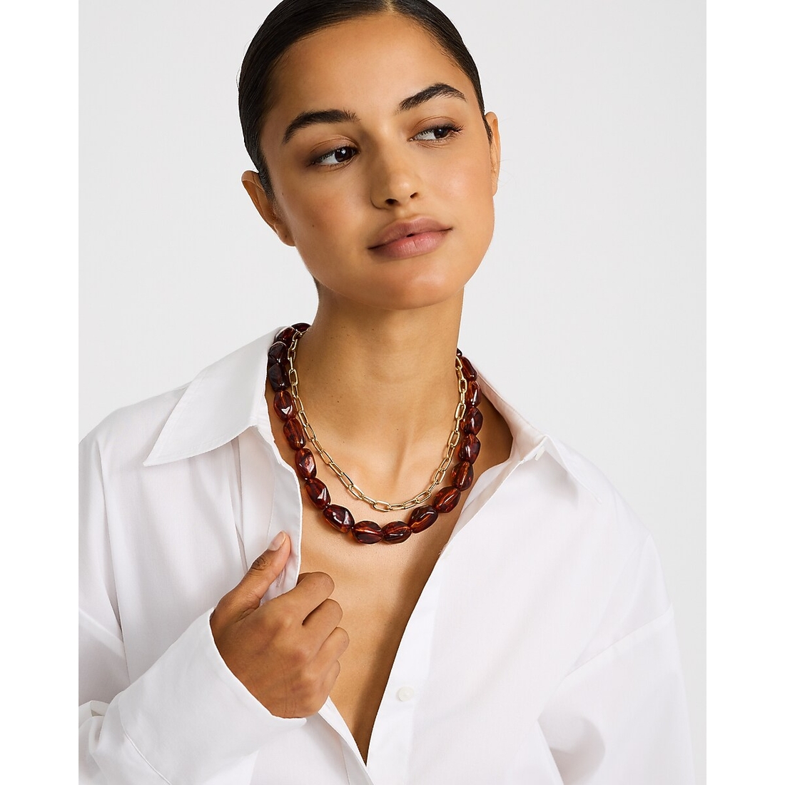 Express Double Layered Tortoise Shell Chain Necklace