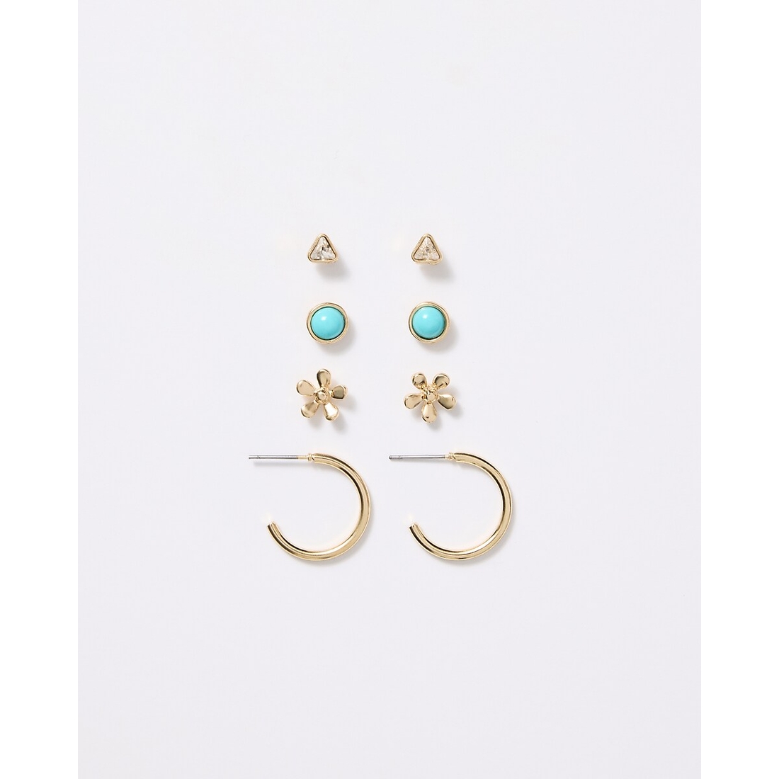 Express Gold Turquoise Variety 4 Pack Earrings