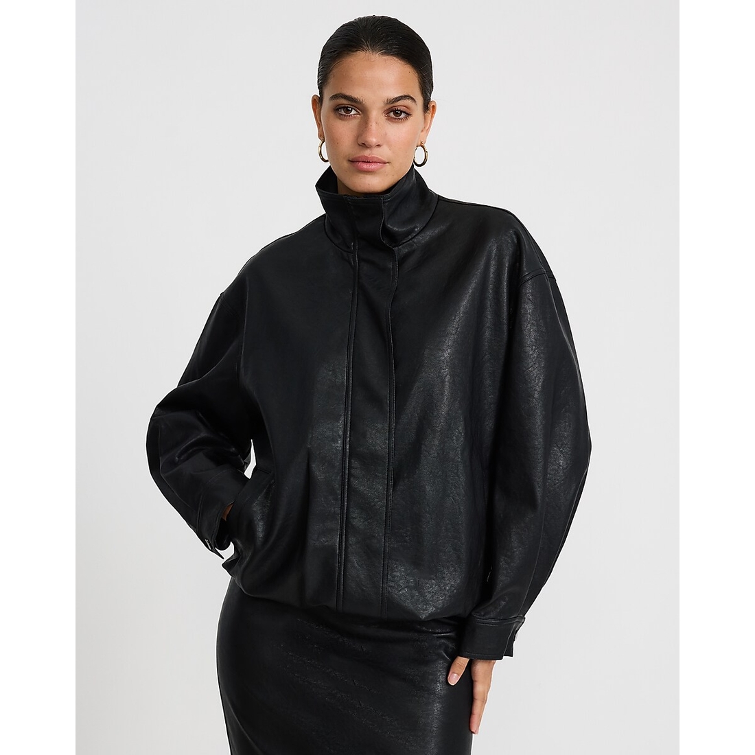 Express Iconic Faux Leather Bomber
