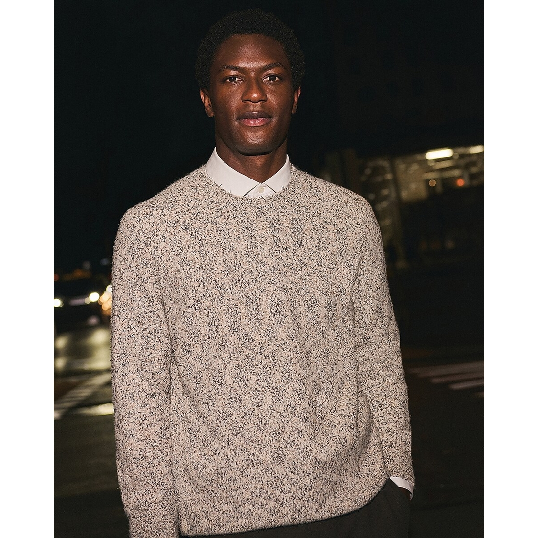 Express Marled Crew Neck Wool-Blend Sweater