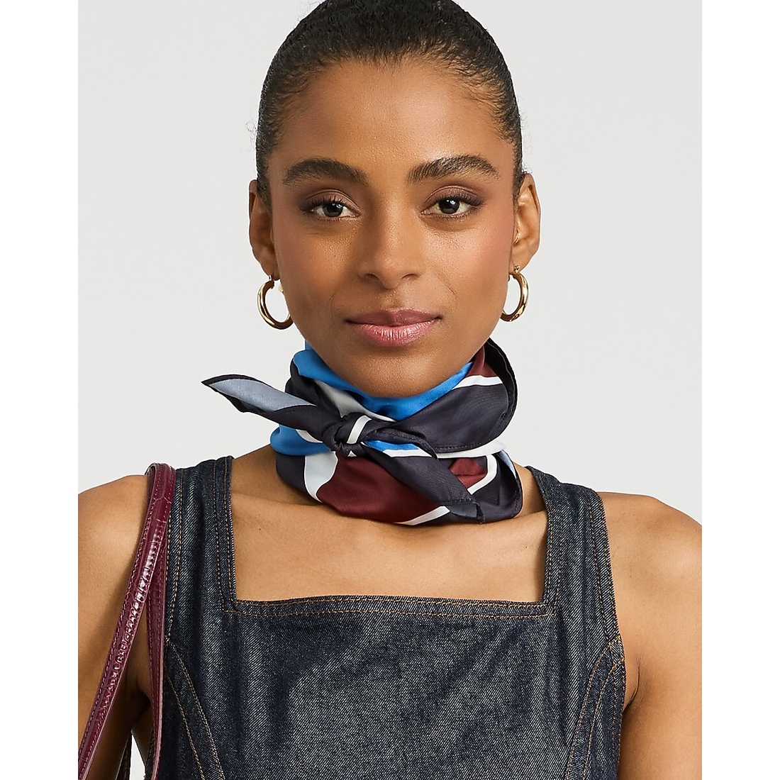 Express Satin Geo Color Block Print Scarf