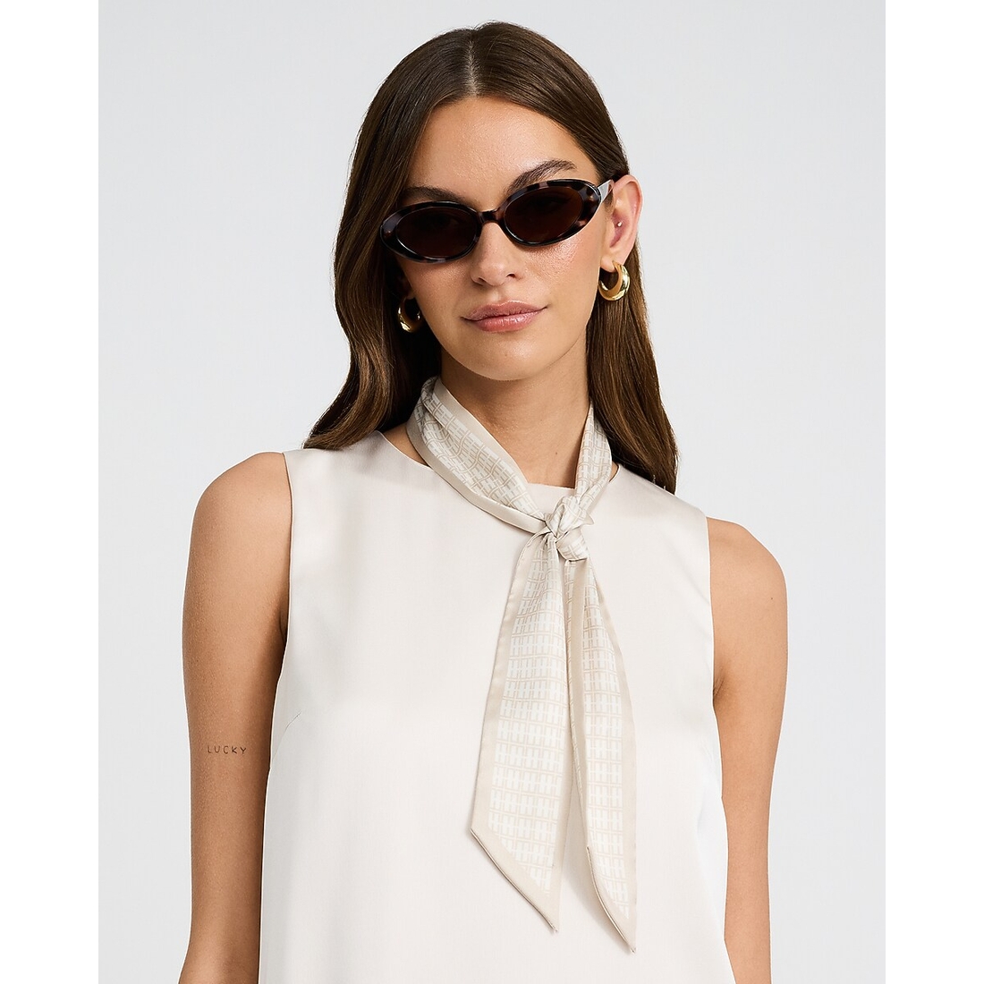 Express Satin Logo Print Twilly Scarf