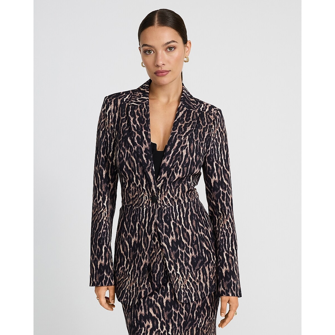 Express x bebe | Leopard Fitted One Button Blazer