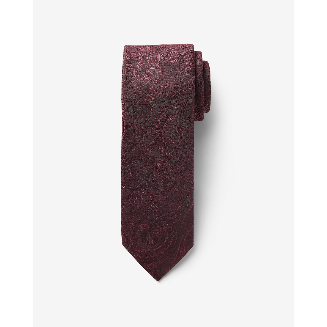 Express Classic Burgundy Monochromatic Paisley Print Tie