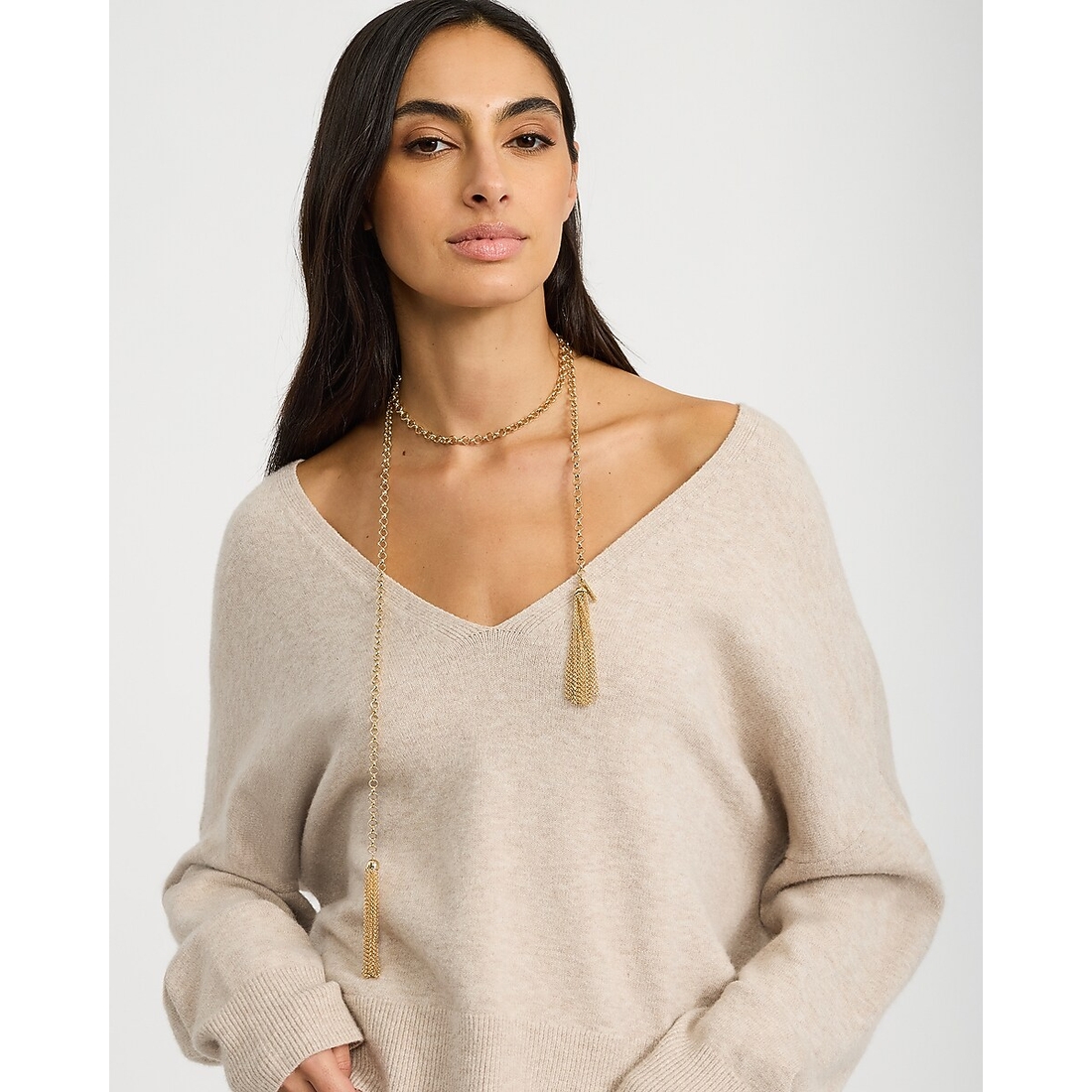 Express Gold Tassel Warp Necklace