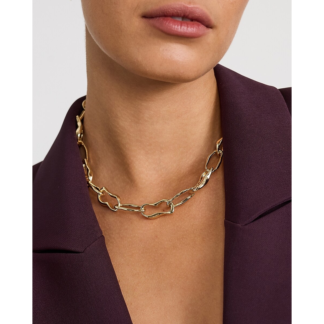 Express Gold Organic Chain Statement Necklace