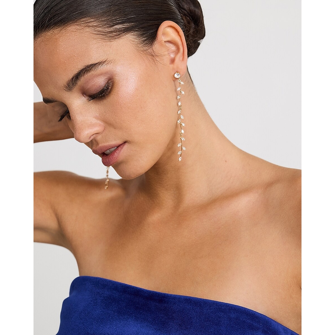 Express Pave Vine Drop Stud Earrings