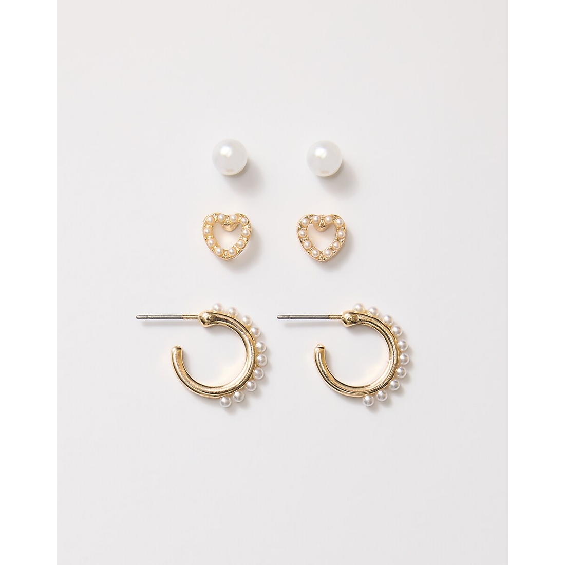 Express Gold Pearl Variety 3 Pack Earrings