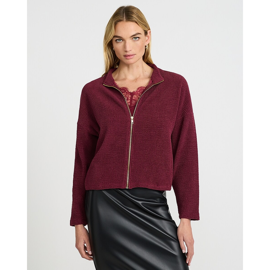 Express Textured Zip Front Jacket