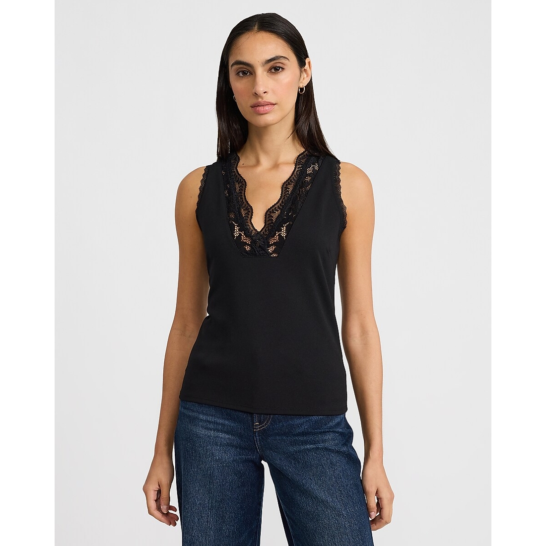 Express Lace Trim V-Neck Knit Tank