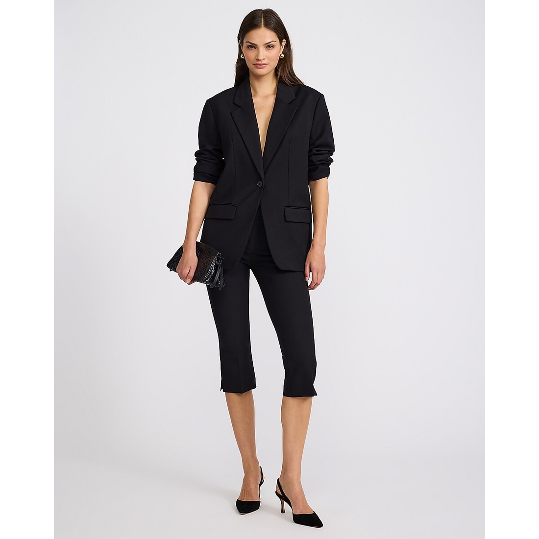 Express Editor Mid Rise Capri Pant in Studio Stretch Twill