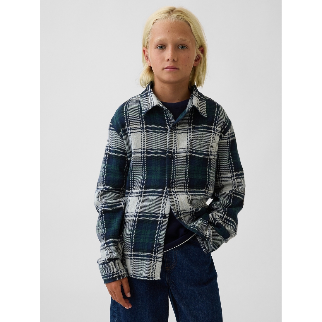 Gap Boys' Knit Jersey Plaid Shirt