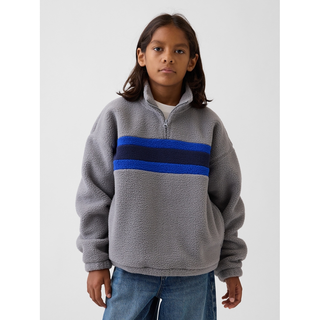 Gap Boys' Sherpa Relaxed Quarter-Zip Pullover