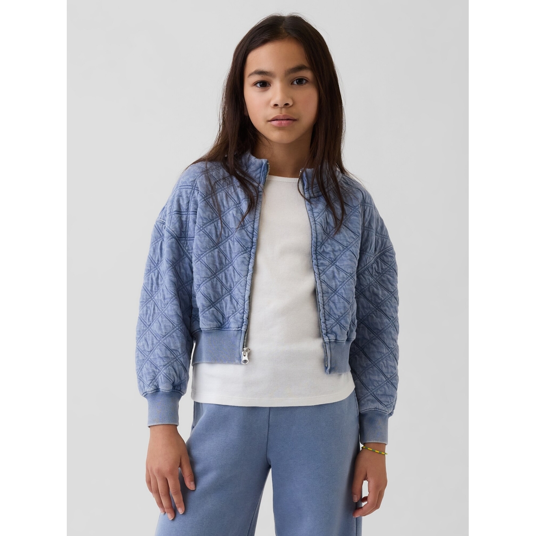 Gap Girls' Oversized Quilted Zip Jacket available now at Stanford