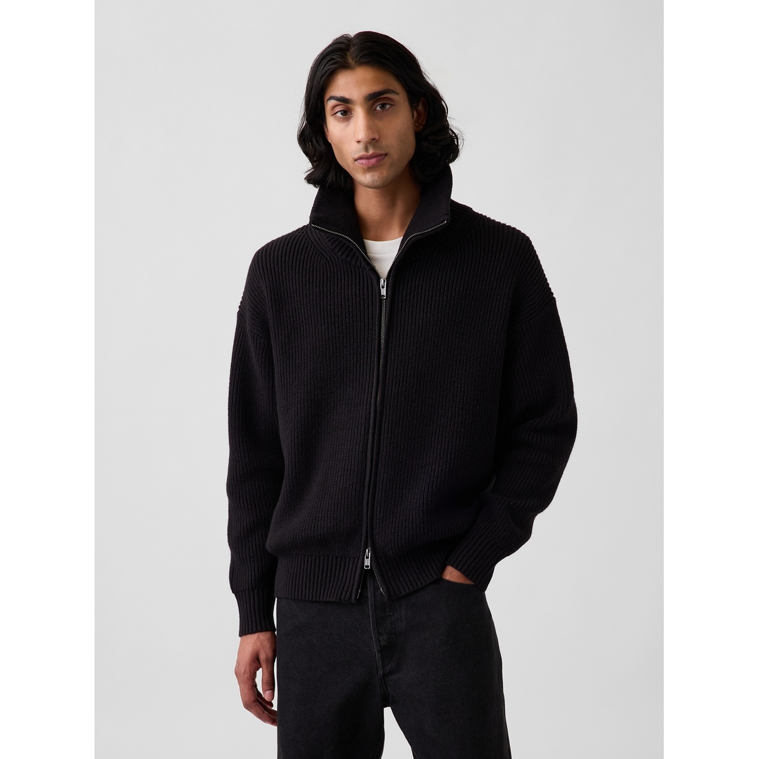 Gap Men's Oversized Double-Zip Cardigan Sweater