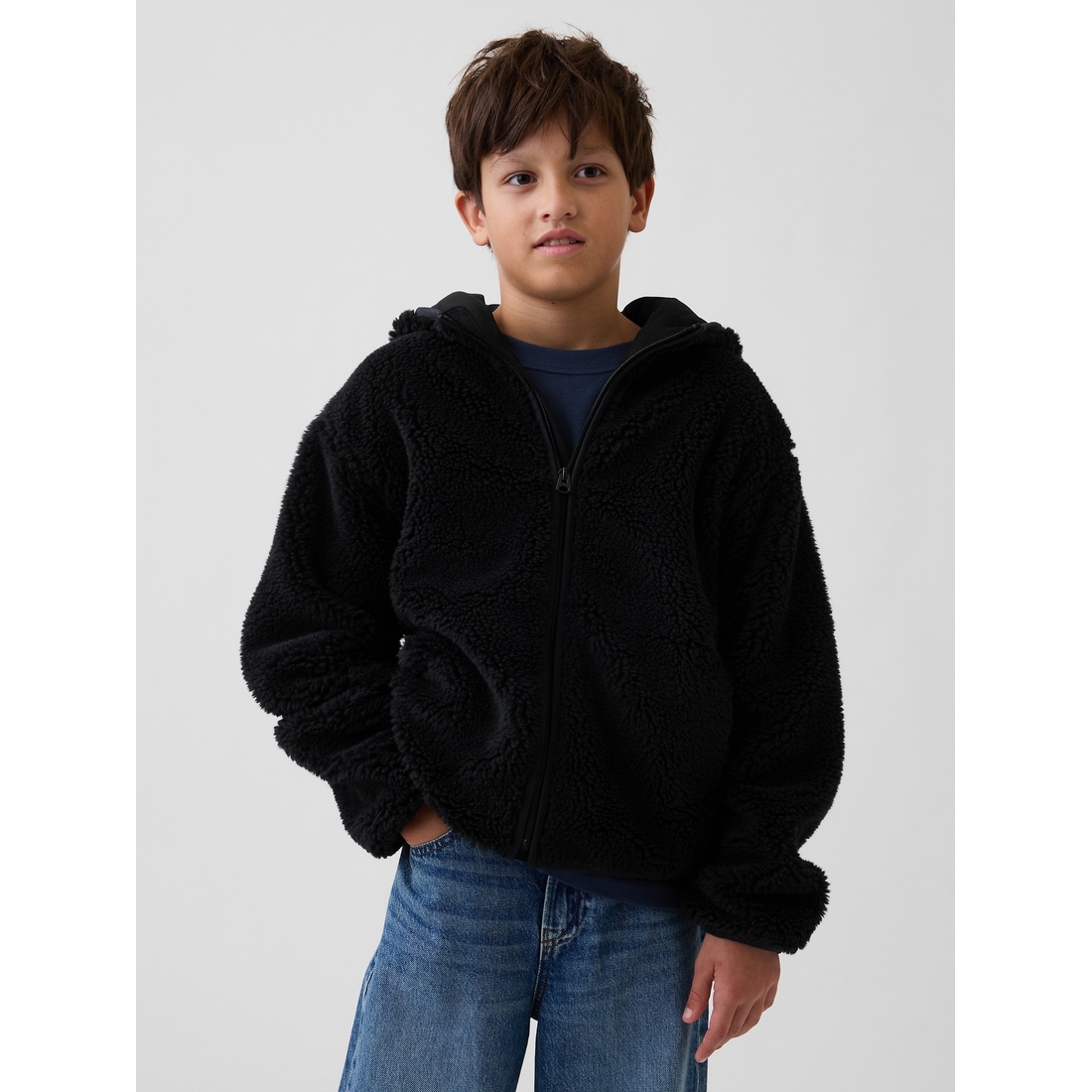 Gap Boys' Sherpa Hooded Zip Jacket