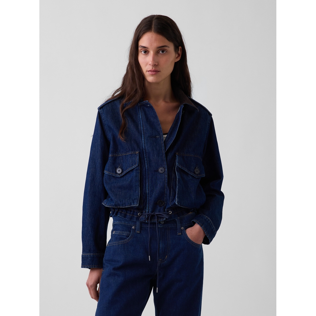 Gap Women's Corduroy-Collar Relaxed Denim Jacket