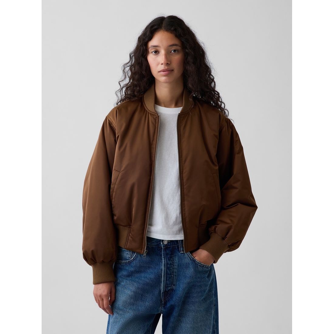 Gap Women's Padded Satin Bomber Jacket