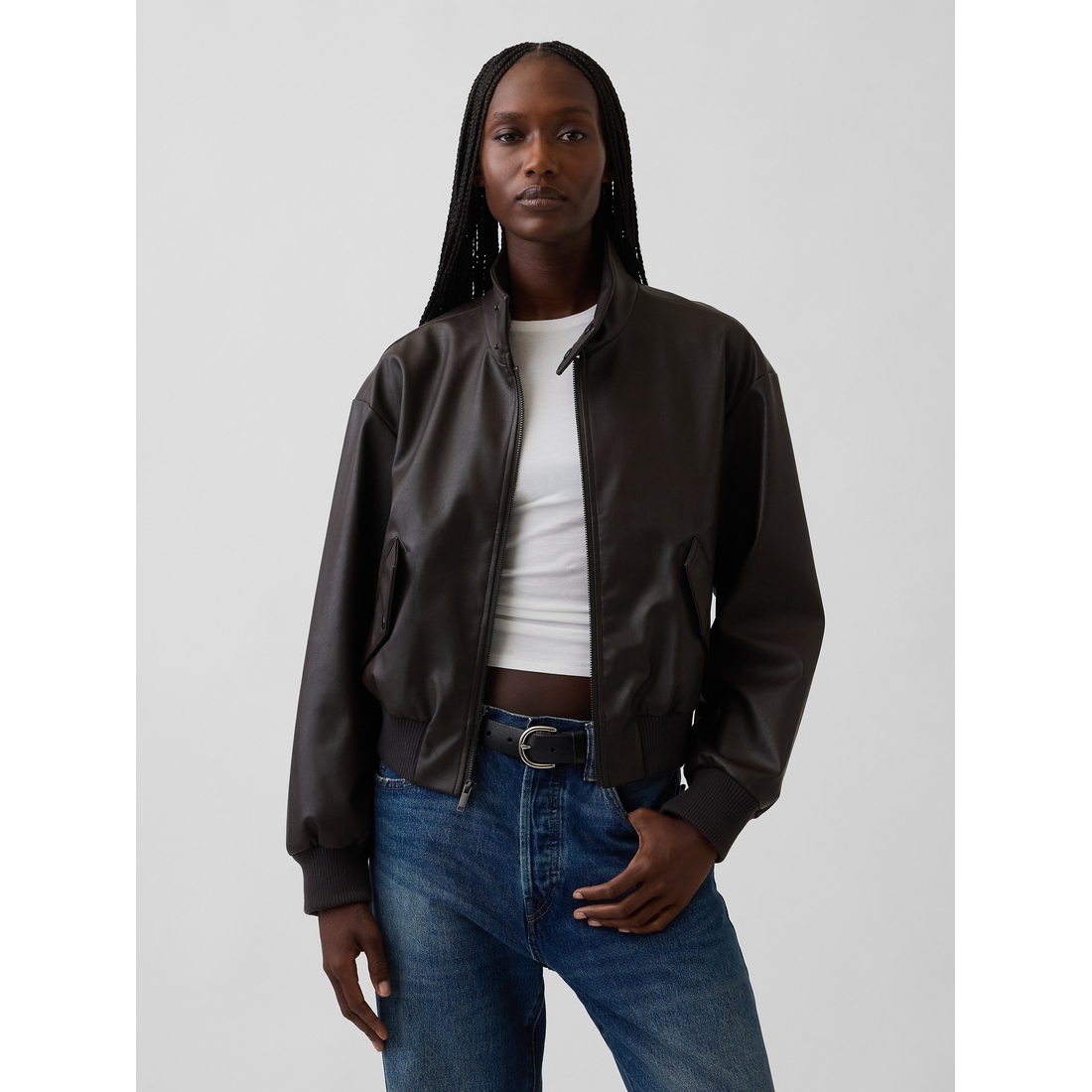 Gap Women's Vegan Leather Bomber Jacket
