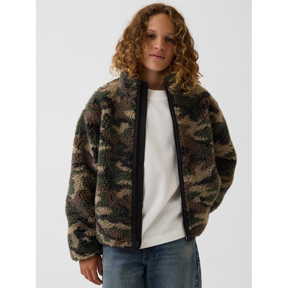 Gap Boys' Sherpa Relaxed Camo Zip Jacket