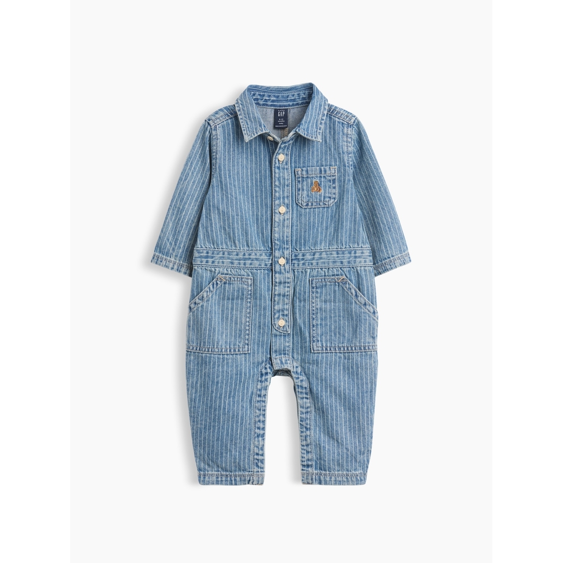 Gap Baby Denim Stripe Utility One-Piece