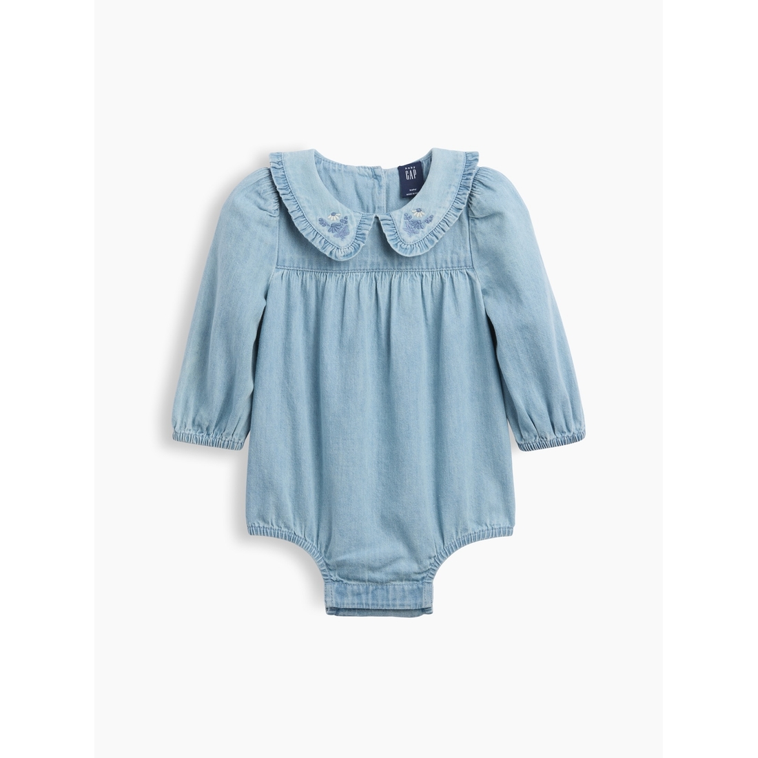 Gap Baby Embroidered Denim Bubble Bodysuit